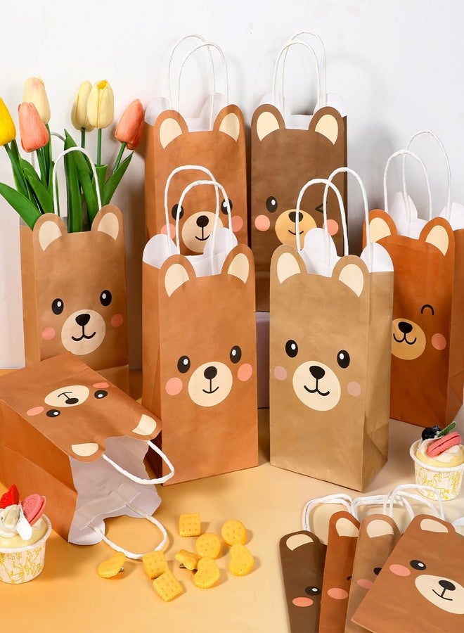Justforjoyful 12 كيس هدايا لحفلات بطابع الدب البني، أكياس حلوى على شكل دب، مثالية لتزيين حفلات أعياد الميلاد، أكياس هدايا لطيفة على شكل دببة بمقبض، مناسبة لحفلات الأطفال بطابع الغابة، لوازم حفلات استقبال المولود الجديد للأطفال من الجنسين - Image 4
